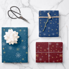 Elegant White Gold-kerstsnowflakes Inpakpapier Vel