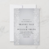 Elegant White Gold Lace Gray Black Weddencard Kaart (Voorkant)