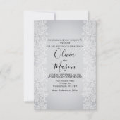 Elegant White Gold Lace Gray Black Weddencard Kaart (Voorkant)