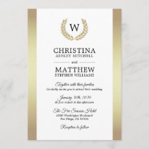 Elegant White Gold Laurel Monogram Weddenschap