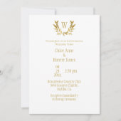 Elegant White Gold Leaf Chic Monogram Weddenschap Kaart (Voorkant)