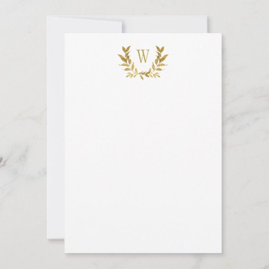 Elegant White Gold Leaf Chic Monogram Weddenschap Kaart (Achterkant)