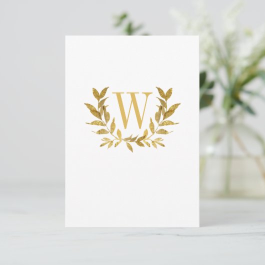 Elegant White Gold Leaf Modern Chic Wedding Bedankkaart (Staand voorkant)