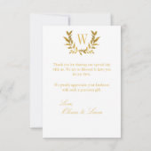 Elegant White Gold Leaf Modern Chic Wedding Bedankkaart (Achterkant)