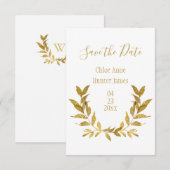Elegant White Gold Leaf Modern Minimalistisch Save The Date (Voorkant / Achterkant)