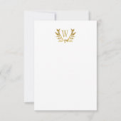 Elegant white Gold Leaf Monogram Minimalistisch Save The Date (Achterkant)