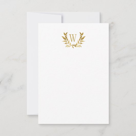 Elegant white Gold Leaf Monogram Minimalistisch Save The Date (Achterkant)