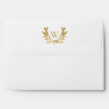 Elegant White Gold Leaf Monogram Modern Wedding