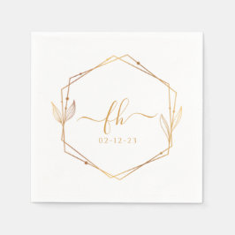 Elegant White Gold Luxury Floral Monogram Weddensc Servet