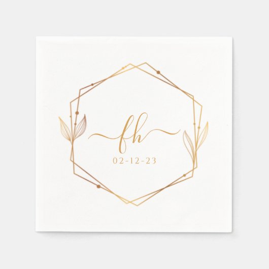 Elegant White Gold Luxury Floral Monogram Weddensc Servet (Voorkant)