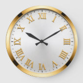 Elegant White & Gold Luxury Grote Klok (Voorkant)