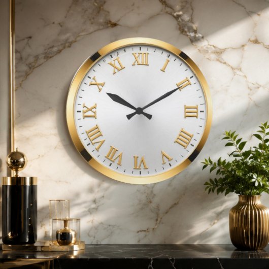 Elegant White & Gold Luxury Grote Klok