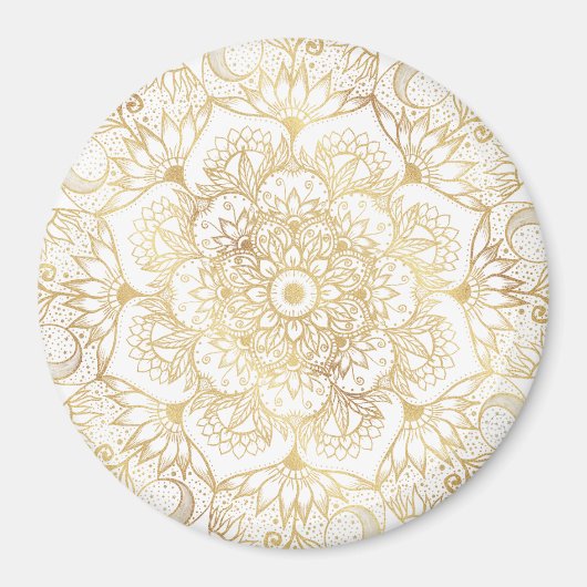 Elegant White Gold Mandala Floral Magneet (Voorkant)