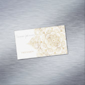 Elegant White Gold Mandala Floral  Magnetisch Visitekaartje (Voorbeeld)