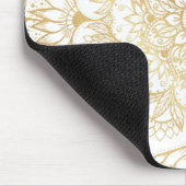 Elegant White Gold Mandala Floral Muismat (Hoek)