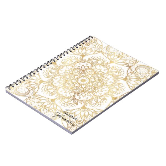 Elegant White Gold Mandala Floral  Notitieboek (Linkerzijde)