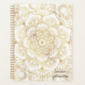 Elegant White Gold Mandala Floral  Planner (Voorkant)
