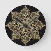 Elegant White Gold Mandala Floral  Ronde Klok (Voorkant)