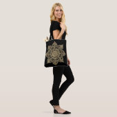 Elegant White Gold Mandala Floral  Tote Bag (Op model)