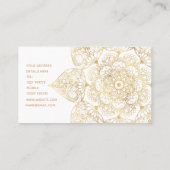 Elegant White Gold Mandala Floral Visitekaartje (Achterkant)