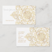 Elegant White Gold Mandala Floral Visitekaartje (Voorkant / Achterkant)