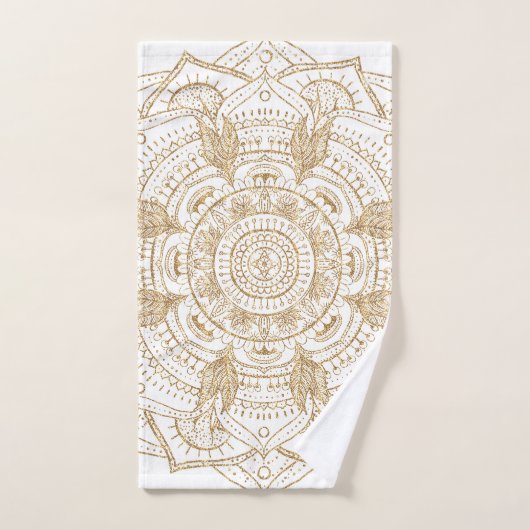Elegant White & Gold Mandala Handtekening Ontwerp Bad Handdoek (Handdoek)