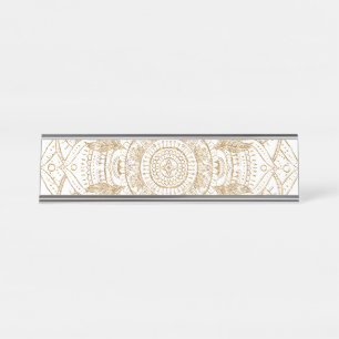 Elegant White & Gold Mandala Handtekening Ontwerp Bureau Naambordje