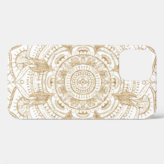 Elegant White & Gold Mandala Handtekening Ontwerp Case-Mate iPhone Case (Achterkant (horizontaal))