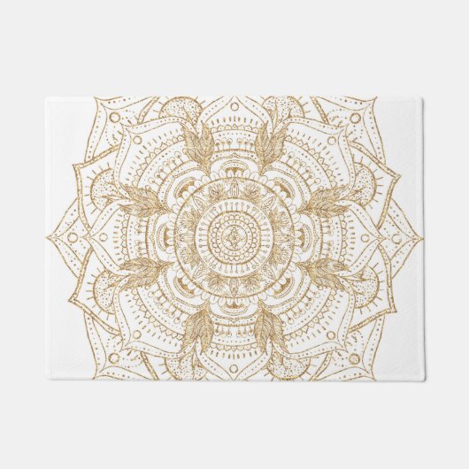 Elegant White & Gold Mandala Handtekening Ontwerp Deurmat (Voorkant)
