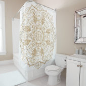 Elegant White & Gold Mandala Handtekening Ontwerp Douchegordijn (In situ)