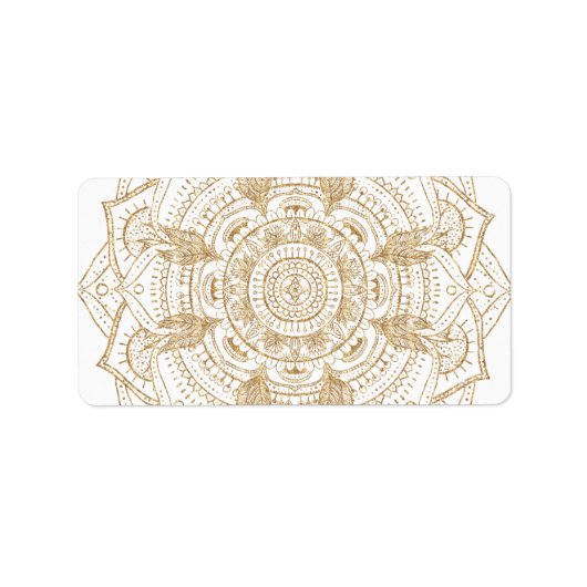 Elegant White & Gold Mandala Handtekening Ontwerp Etiket (Voorkant)