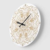Elegant White & Gold Mandala Handtekening Ontwerp Grote Klok (Hoek)