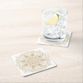 Elegant White & Gold Mandala Handtekening Ontwerp Kartonnen Onderzetters (Insitu)