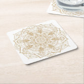 Elegant White & Gold Mandala Handtekening Ontwerp Kartonnen Onderzetters (Schuin)
