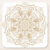 Elegant White & Gold Mandala Handtekening Ontwerp Kartonnen Onderzetters (Voorkant)