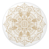 Elegant White & Gold Mandala Handtekening Ontwerp Keramische Knop (Voorkant)