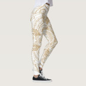 Elegant White & Gold Mandala Handtekening Ontwerp Leggings (Rechts)