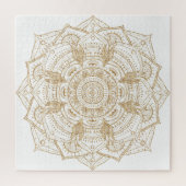 Elegant White & Gold Mandala Handtekening Ontwerp Legpuzzel (Verticaal)
