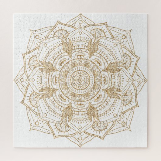 Elegant White & Gold Mandala Handtekening Ontwerp Legpuzzel (Verticaal)