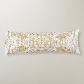 Elegant White & Gold Mandala Handtekening Ontwerp Lichaamskussen (Achterkant)