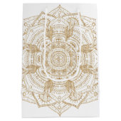 Elegant White & Gold Mandala Handtekening Ontwerp Medium Cadeauzakje (Achterkant)