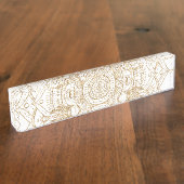 Elegant White & Gold Mandala Handtekening Ontwerp Naambordje (Zijkant)