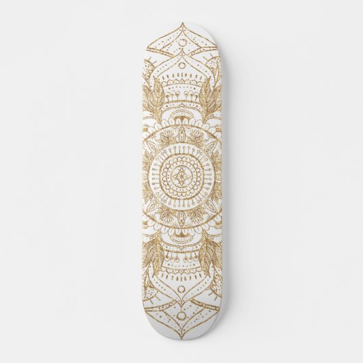 Elegant White & Gold Mandala Handtekening Ontwerp Persoonlijk Skateboard (Voorkant)