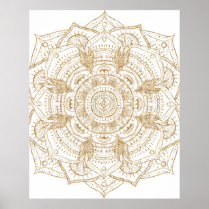 Elegant White & Gold Mandala Handtekening Ontwerp Poster