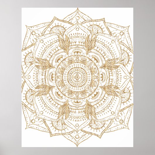 Elegant White & Gold Mandala Handtekening Ontwerp Poster (Voorkant)