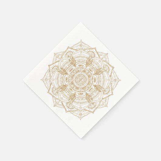 Elegant White & Gold Mandala Handtekening Ontwerp Servet (Hoek)