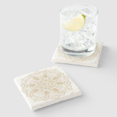 Elegant White & Gold Mandala Handtekening Ontwerp Stenen Onderzetter (Zijkant)