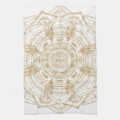 Elegant White & Gold Mandala Handtekening Ontwerp Theedoek (Verticaal)