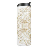 Elegant White & Gold Mandala Handtekening Ontwerp Thermosbeker (Gedraaid links)