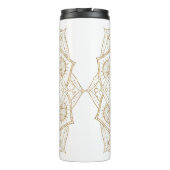Elegant White & Gold Mandala Handtekening Ontwerp Thermosbeker (Achterkant)